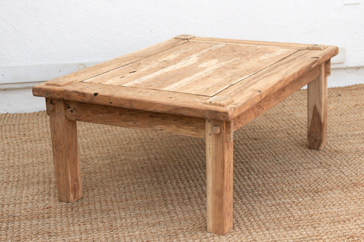 Primitive Raw Teak Wood Coffee Table