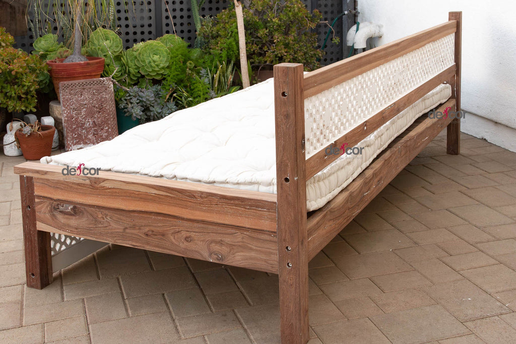 108" Long Reclaimed Teak Jali Daybed Sofa