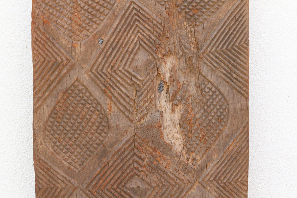 Ancient Diamond Motif Dogon Door on Stand