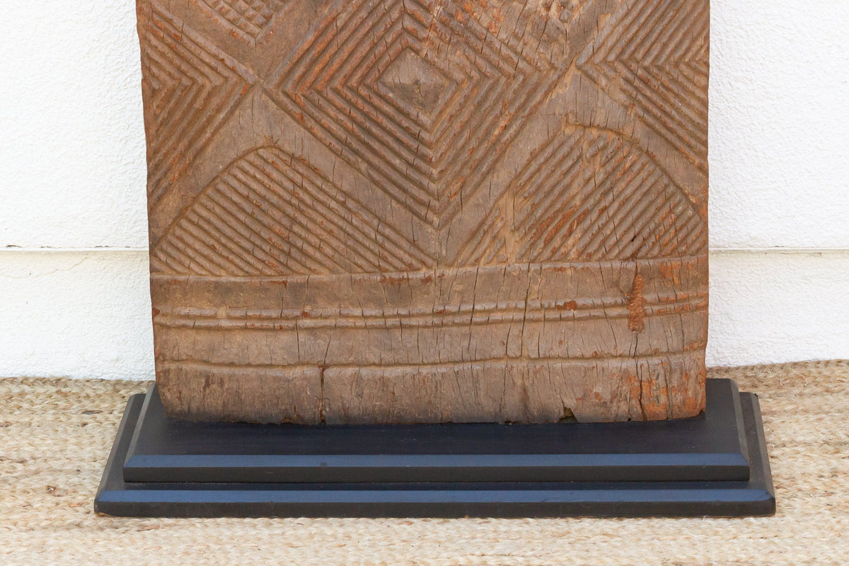 Ancient Diamond Motif Dogon Door on Stand