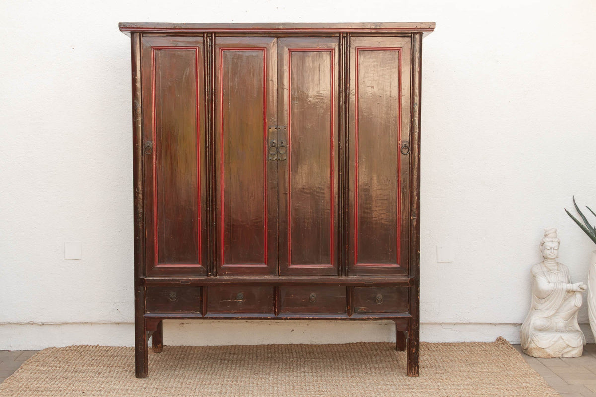 19th Century Chinese Painted & Lacquered Armoire