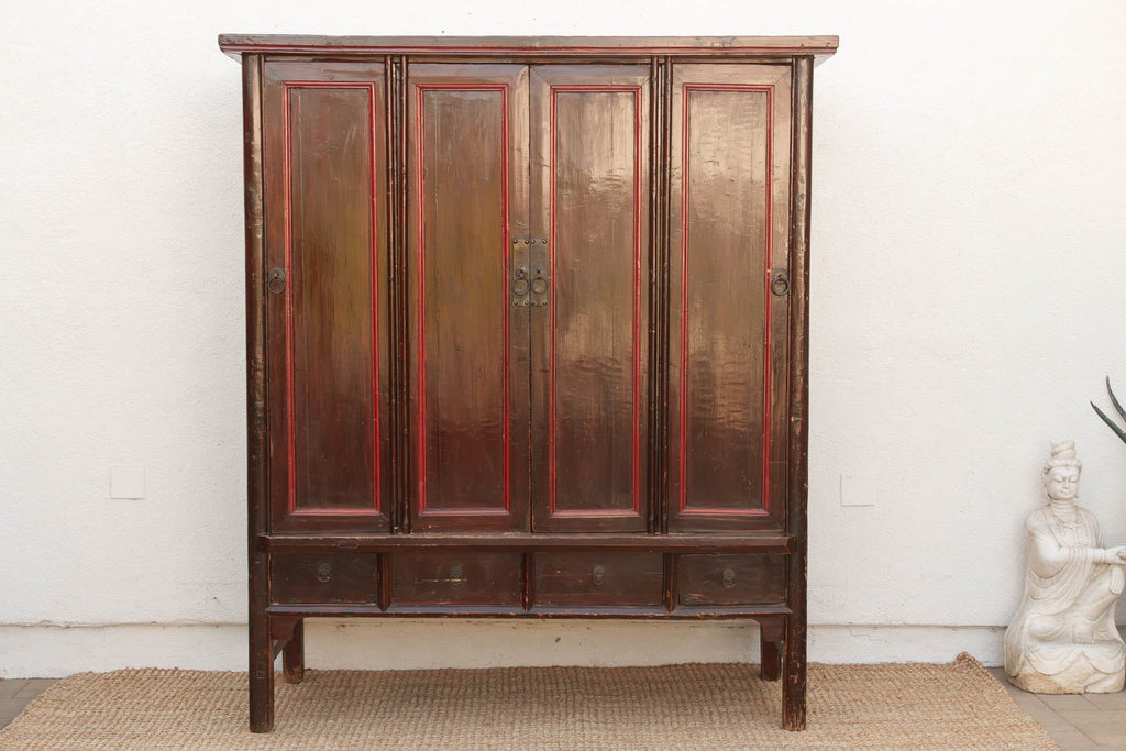 19th Century Chinese Painted & Lacquered Armoire
