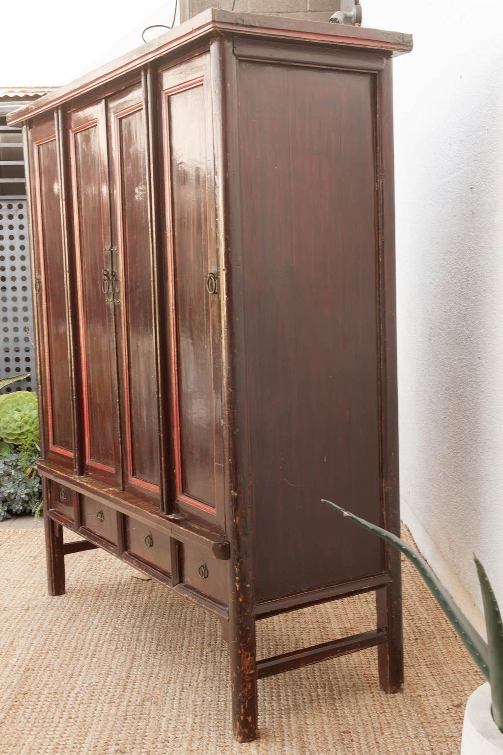 19th Century Chinese Painted & Lacquered Armoire