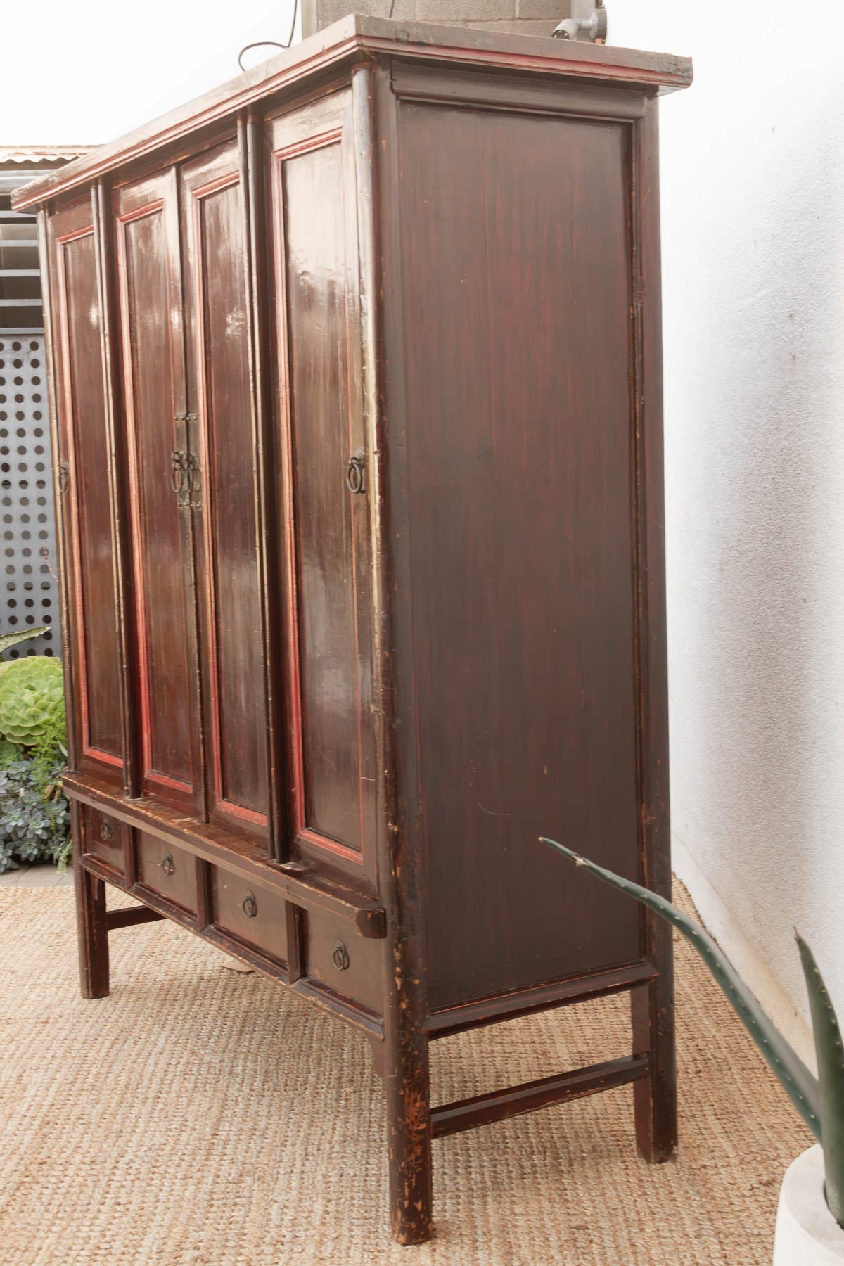 19th Century Chinese Painted & Lacquered Armoire