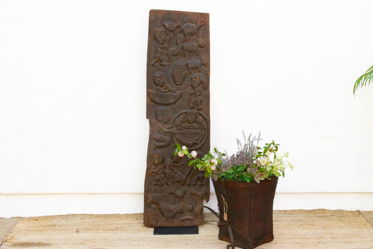 Ancient Carved Yoruba Figurative African Door
