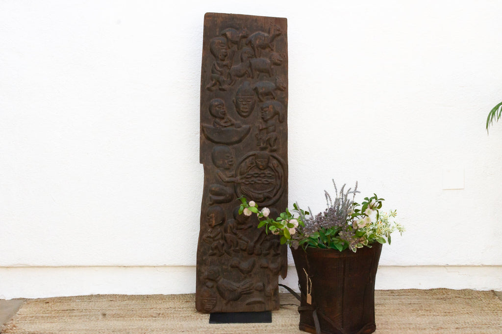 Ancient Carved Yoruba Figurative African Door