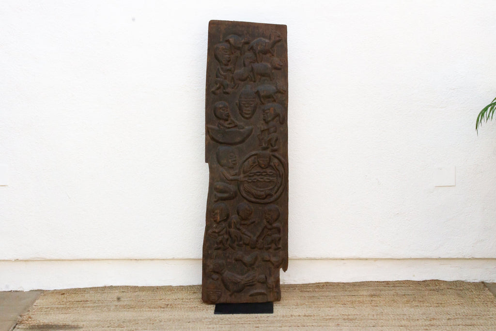 Ancient Carved Yoruba Figurative African Door