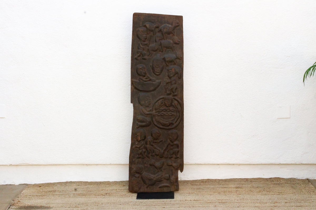 Ancient Carved Yoruba Figurative African Door