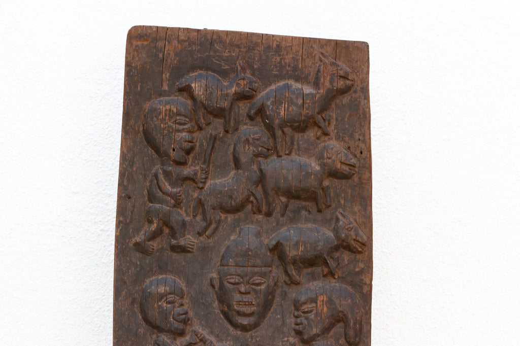 Ancient Carved Yoruba Figurative African Door