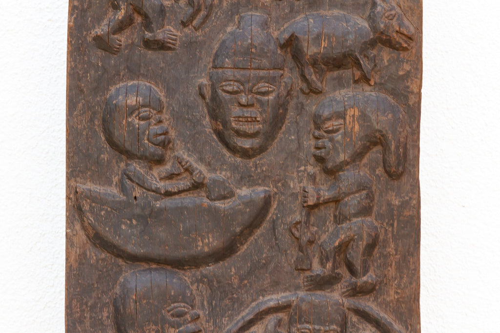 Ancient Carved Yoruba Figurative African Door