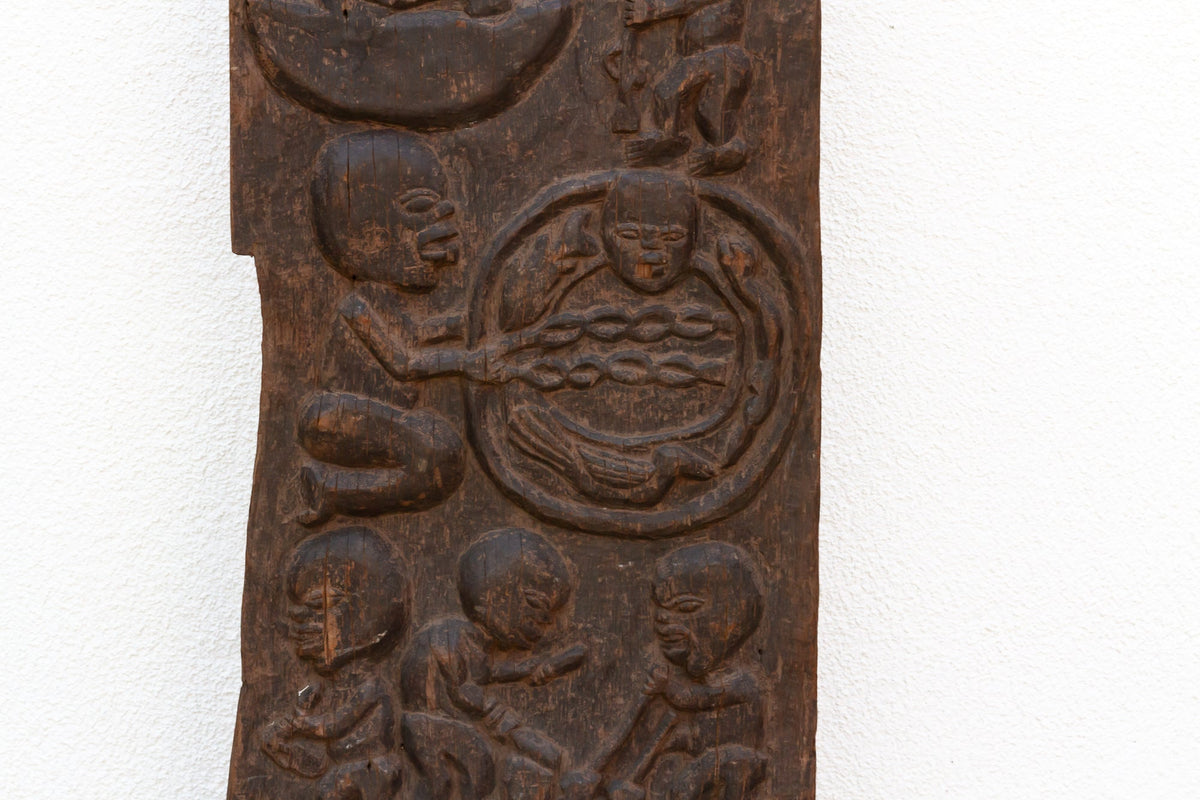 Ancient Carved Yoruba Figurative African Door