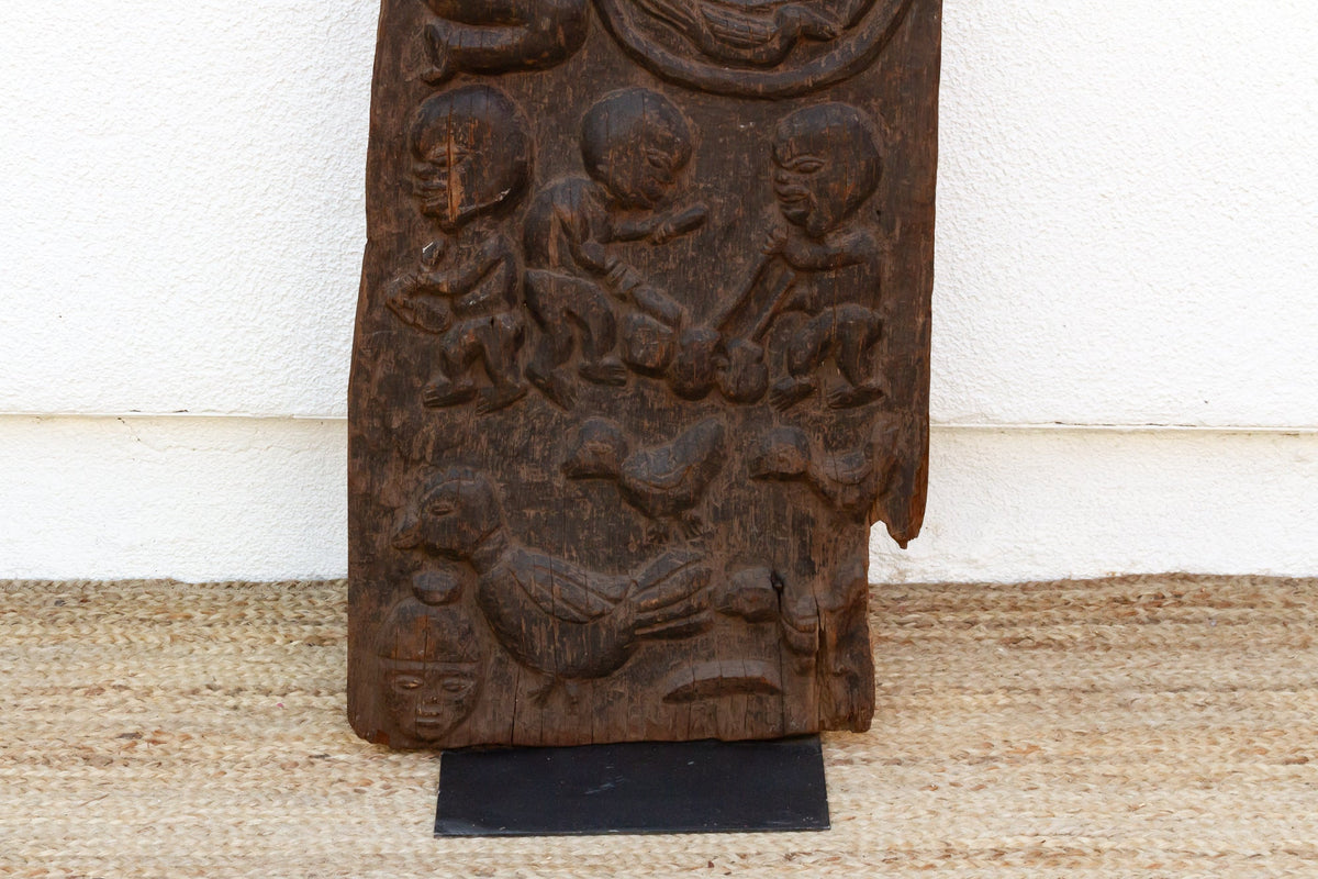 Ancient Carved Yoruba Figurative African Door
