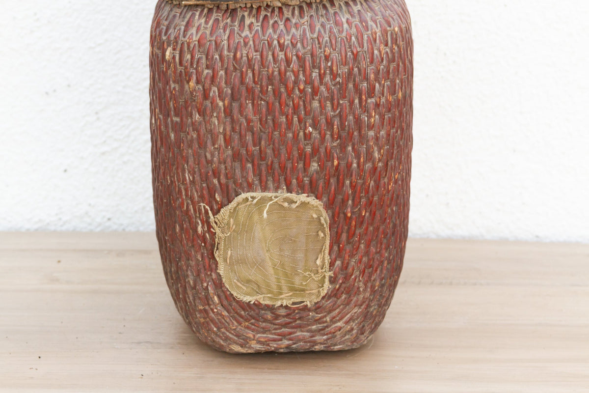 Antique Willow Storage Basket w/Lid