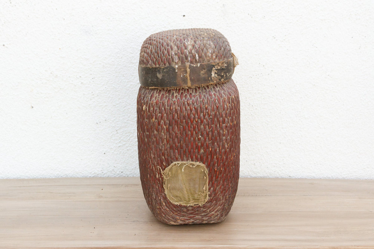 Antique Willow Storage Basket w/Lid
