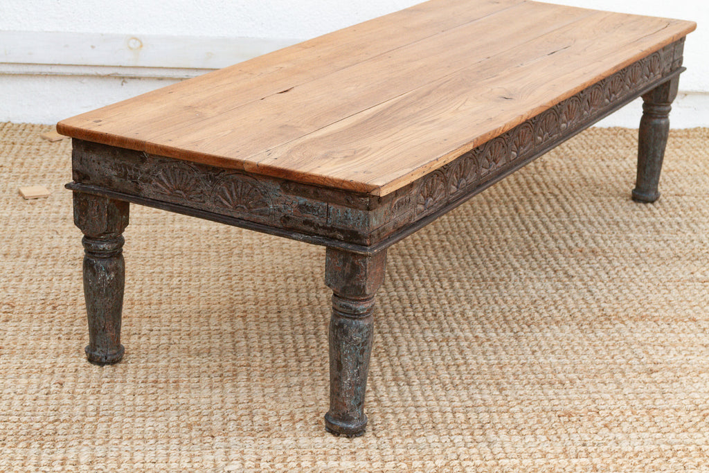 Long Antique Indian Takhat Teak Coffee Table
