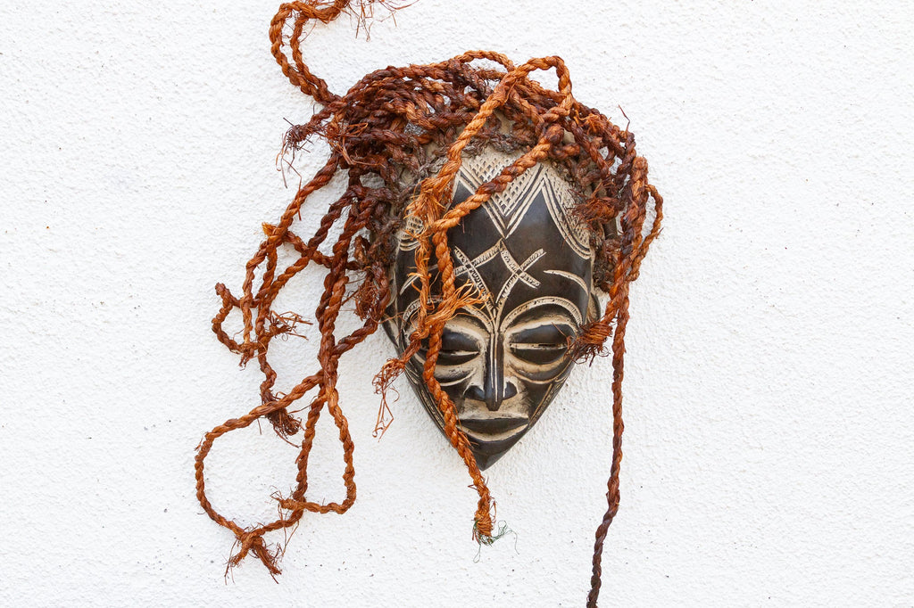 Carved & Braided African Mask