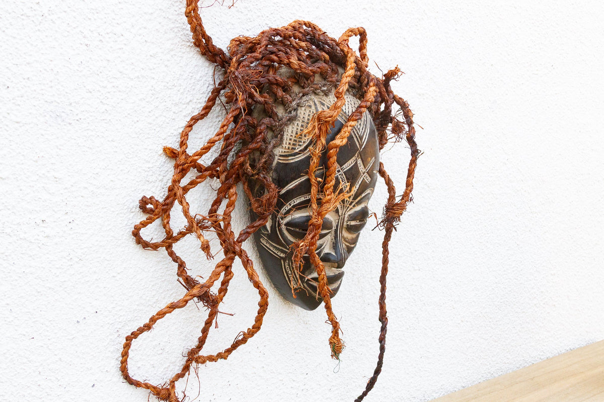 Carved & Braided African Mask