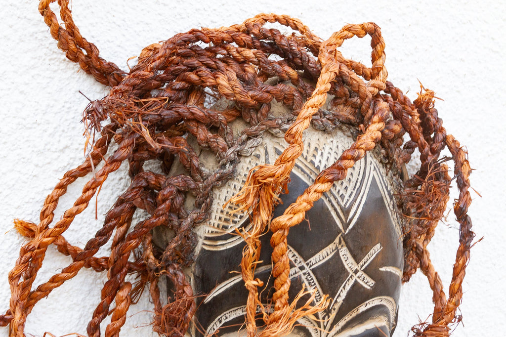 Carved & Braided African Mask