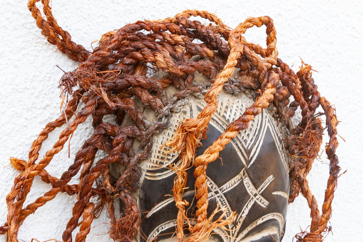 Carved & Braided African Mask