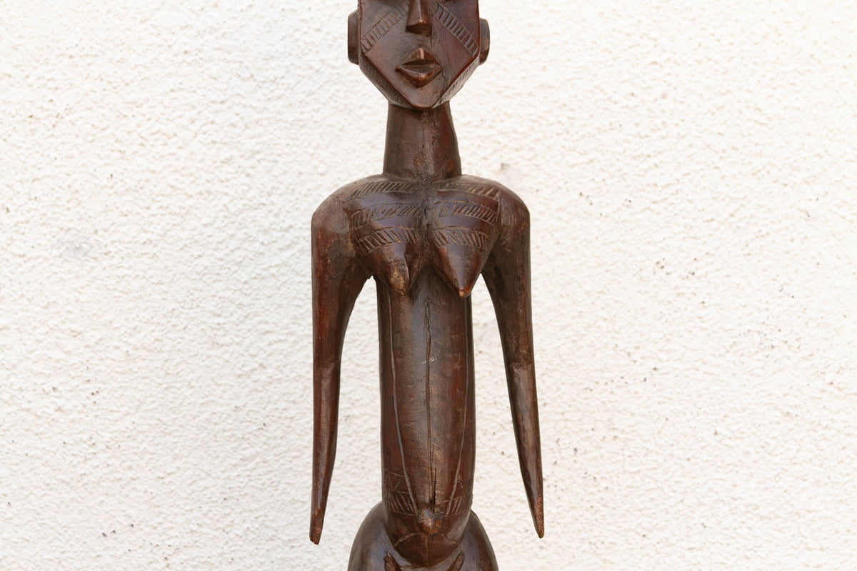 Antique African Carved Wood Mumuye Figure on Stand