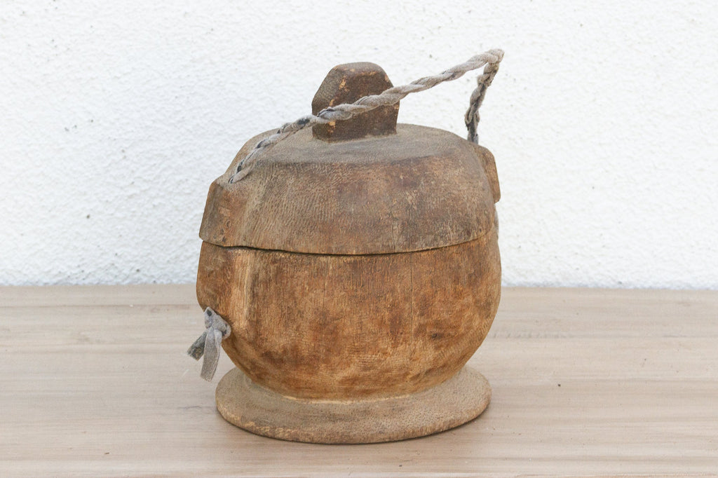 Antique Wooden Bowl w/ Rope Handle