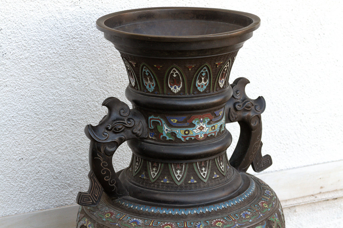 Massive Chinese Cloisonne Enamel Floor Vase