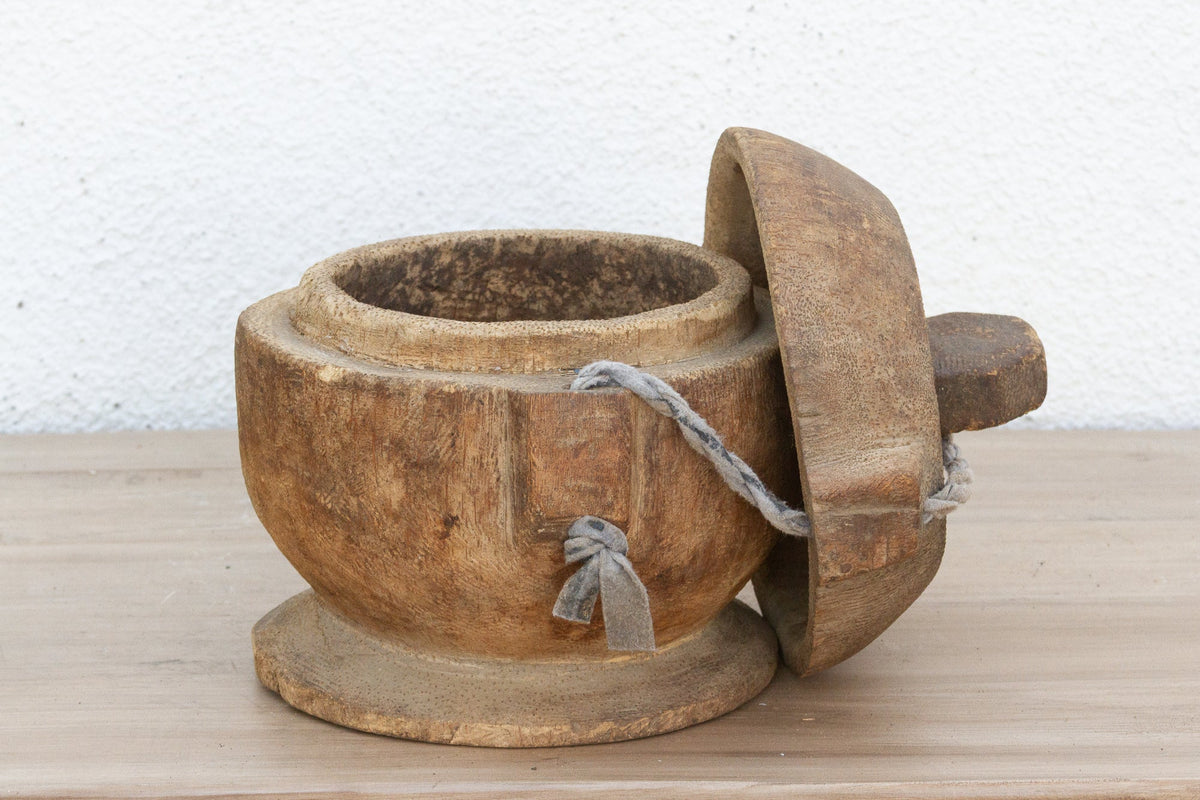 Antique Wooden Bowl w/ Rope Handle