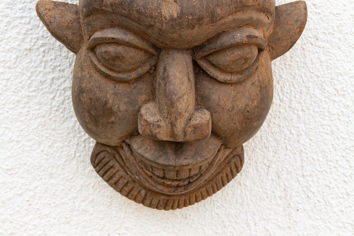 Rustic Wooden African Mask, the Silent Witness