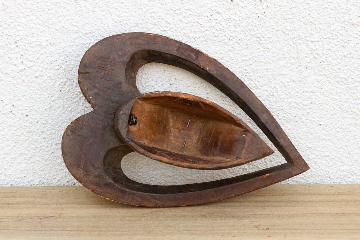 Vintage Carved African Mask, Ritural Heart
