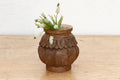 Deep Brown Carved Bulbous Marble Vase