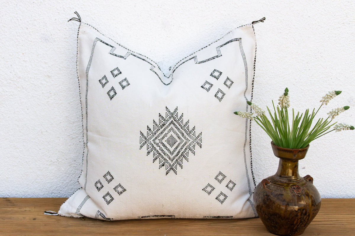 24" Casbah Charcoal Moroccan Silk Pillow