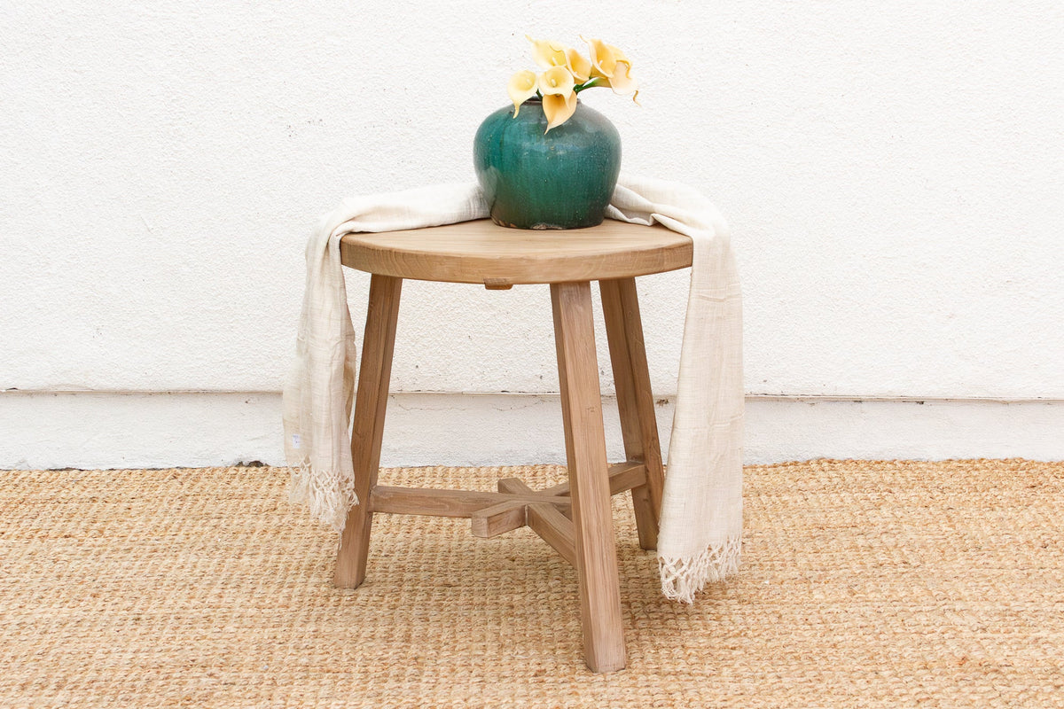 Bleached Wood Round Occasional Table