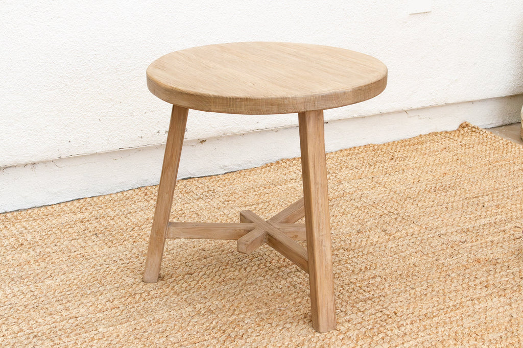 Bleached Wood Round Occasional Table