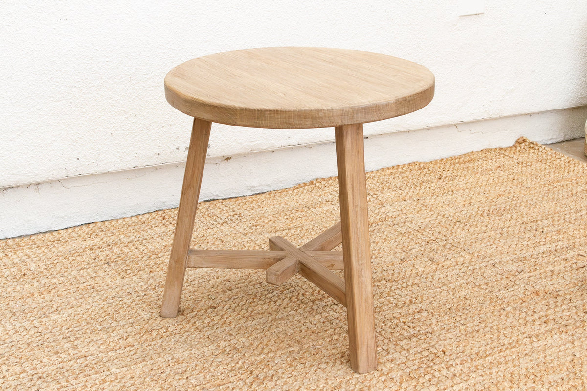 Bleached Wood Round Occasional Table