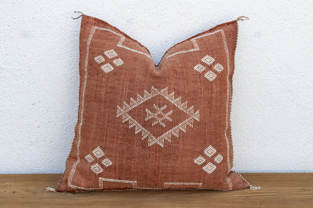 24" Terracotta Star Moroccan Silk Pillow