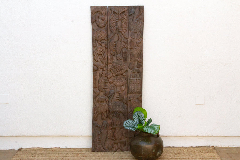 Animal Motif Carved Vintage Nupe Panel (Trade)