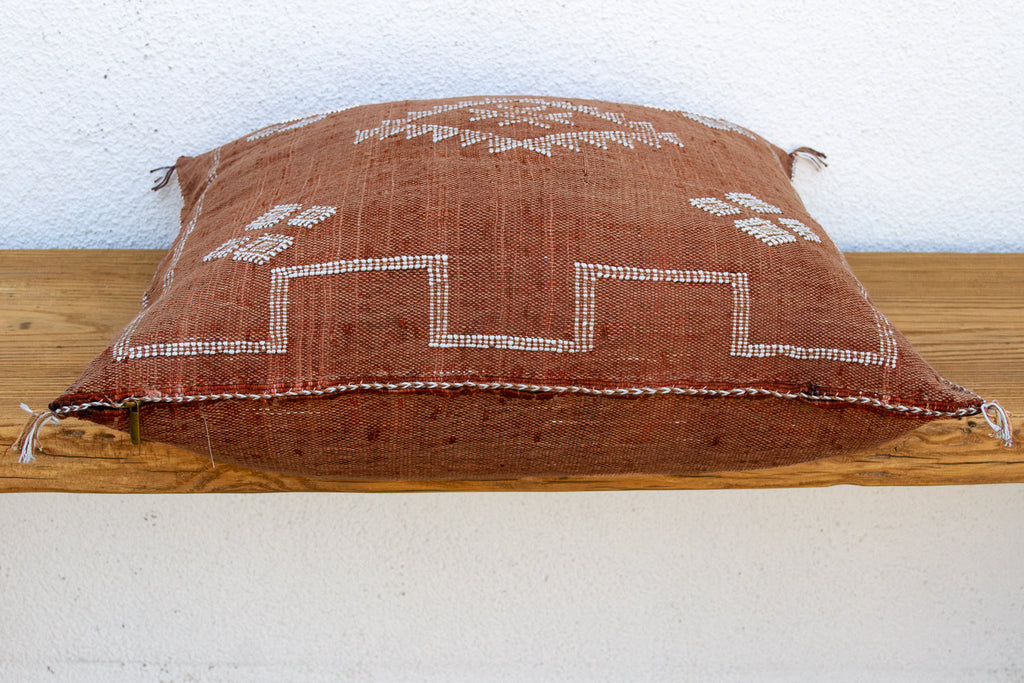 24" Terracotta Star Moroccan Silk Pillow