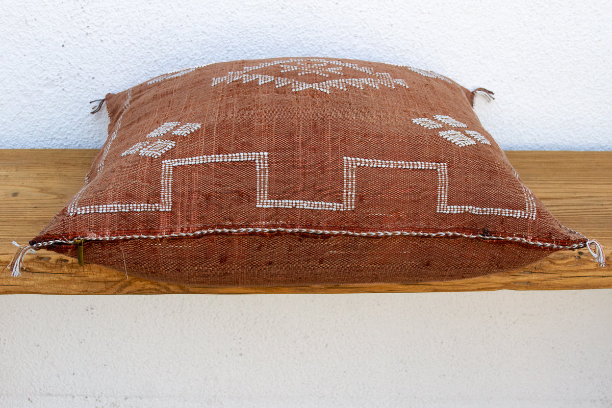 24" Terracotta Star Moroccan Silk Pillow