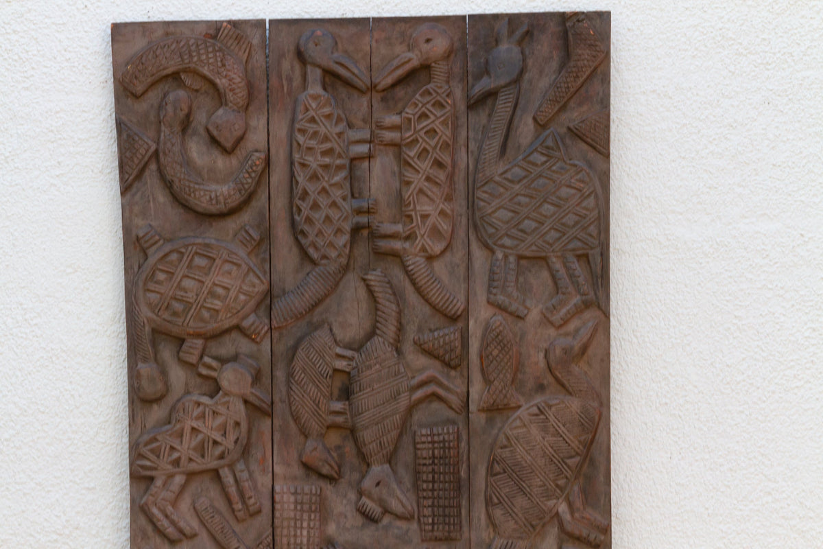 Animal Motif Carved Vintage Nupe Panel (Trade)