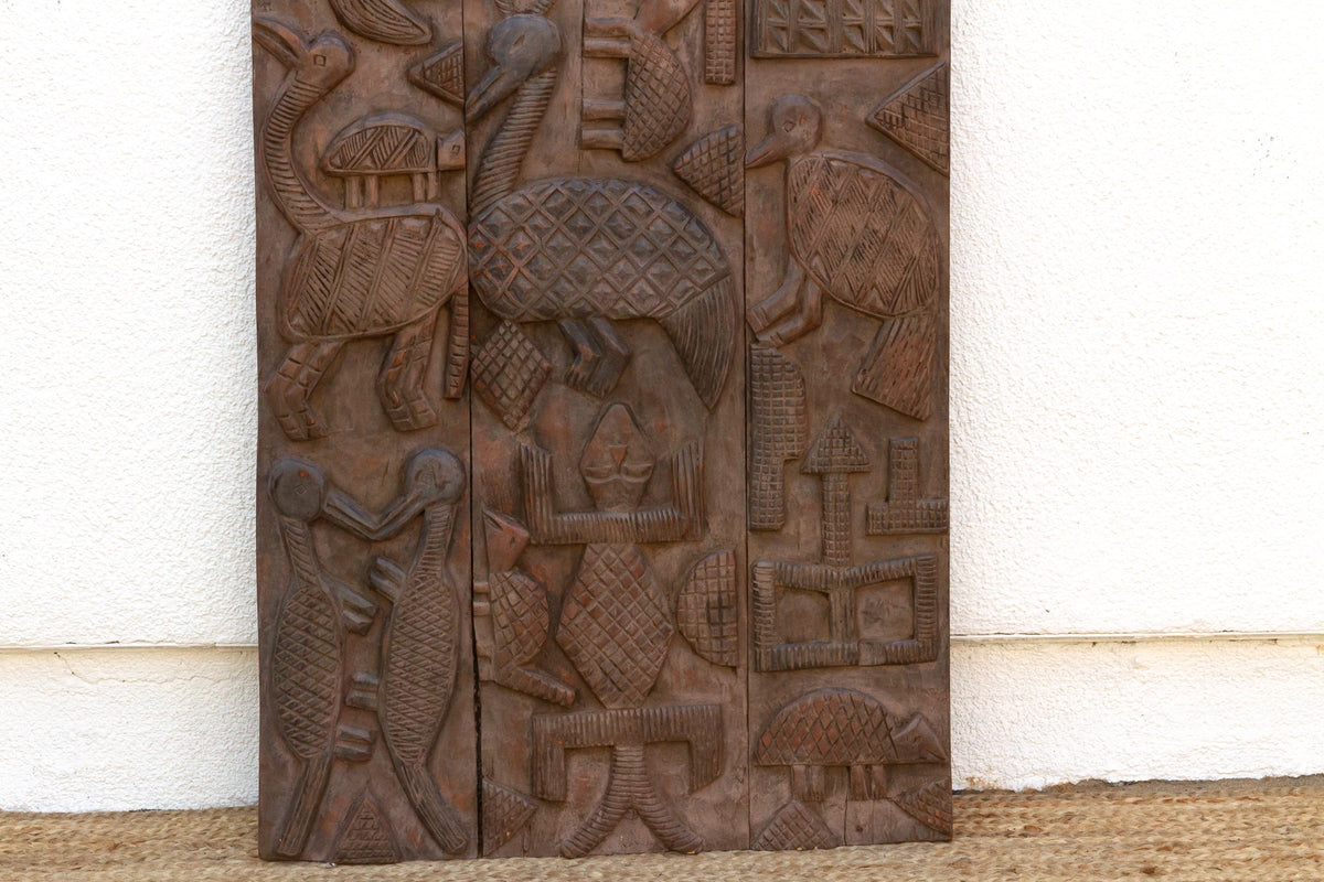 Animal Motif Carved Vintage Nupe Panel (Trade)