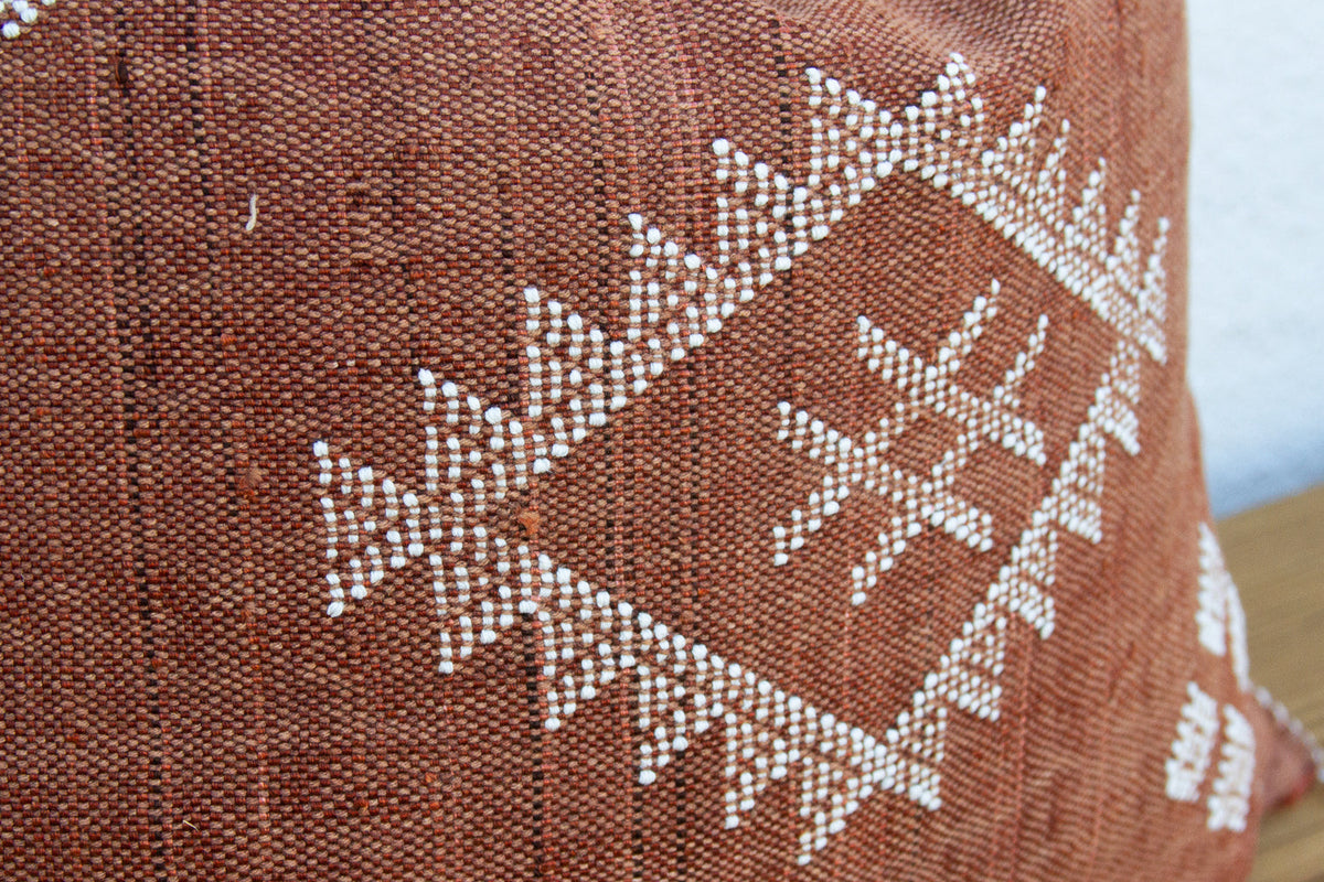 24" Rust Trail Moroccan Silk Pillow