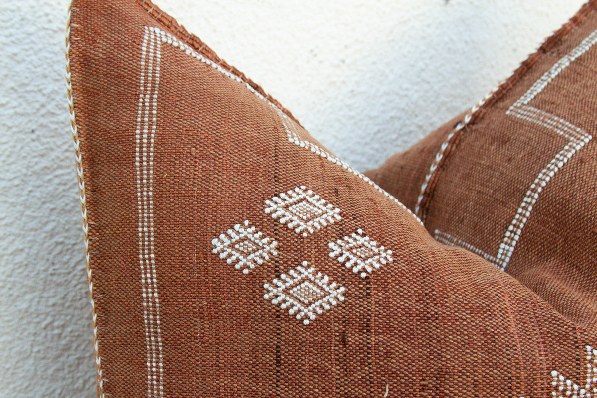 24" Rust Trail Moroccan Silk Pillow