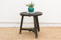 Distressed Black Round Bedside Table