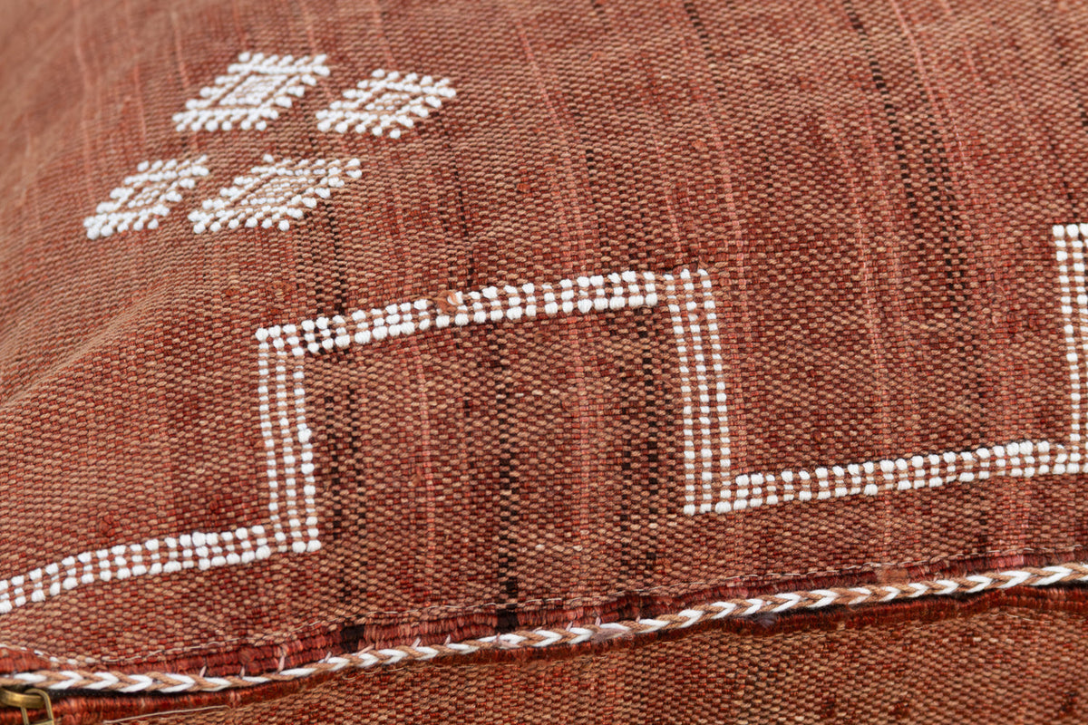 24" Rust Trail Moroccan Silk Pillow