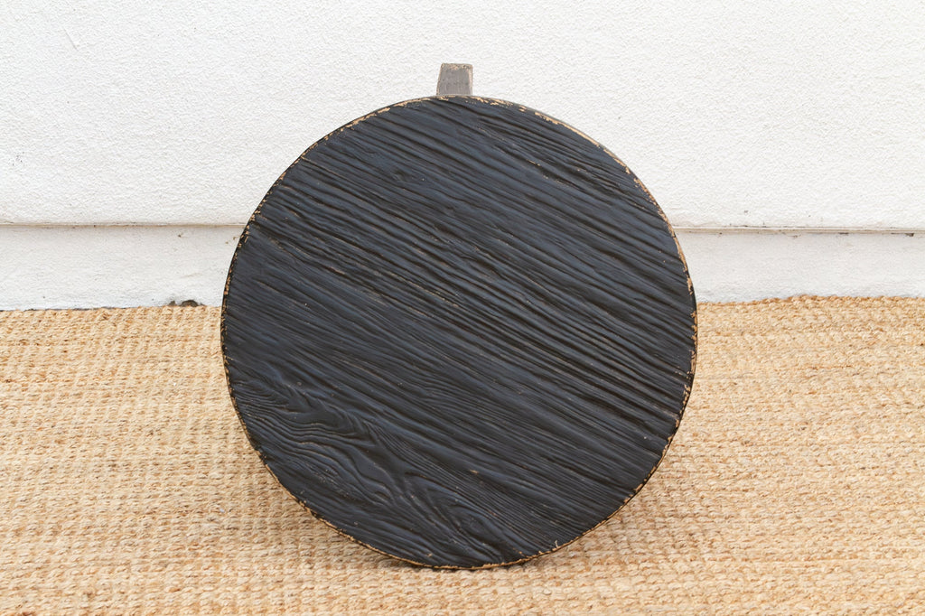 Distressed Black Round Bedside Table