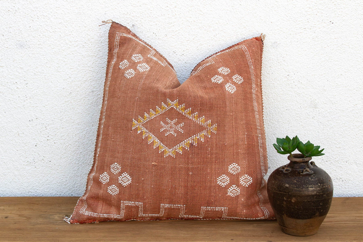 24"Clay Medallion Moroccan Silk Pillow