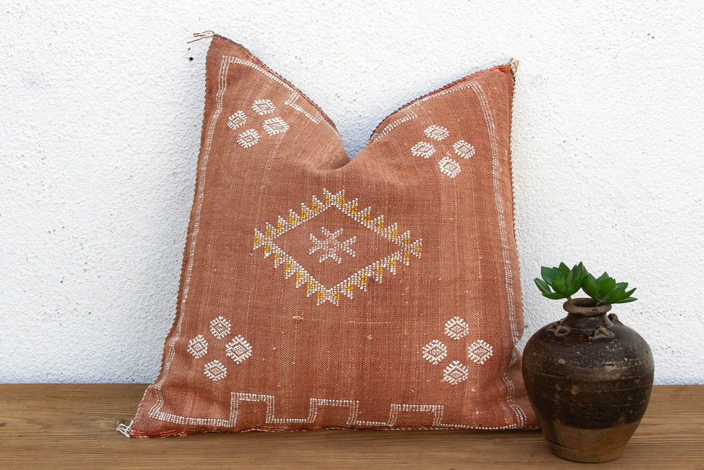 24"Clay Medallion Moroccan Silk Pillow