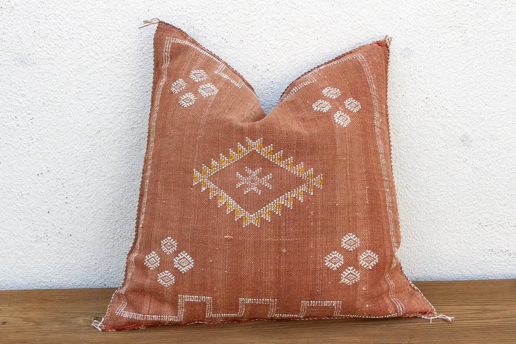 24"Clay Medallion Moroccan Silk Pillow