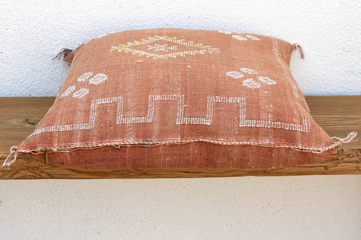 24"Clay Medallion Moroccan Silk Pillow