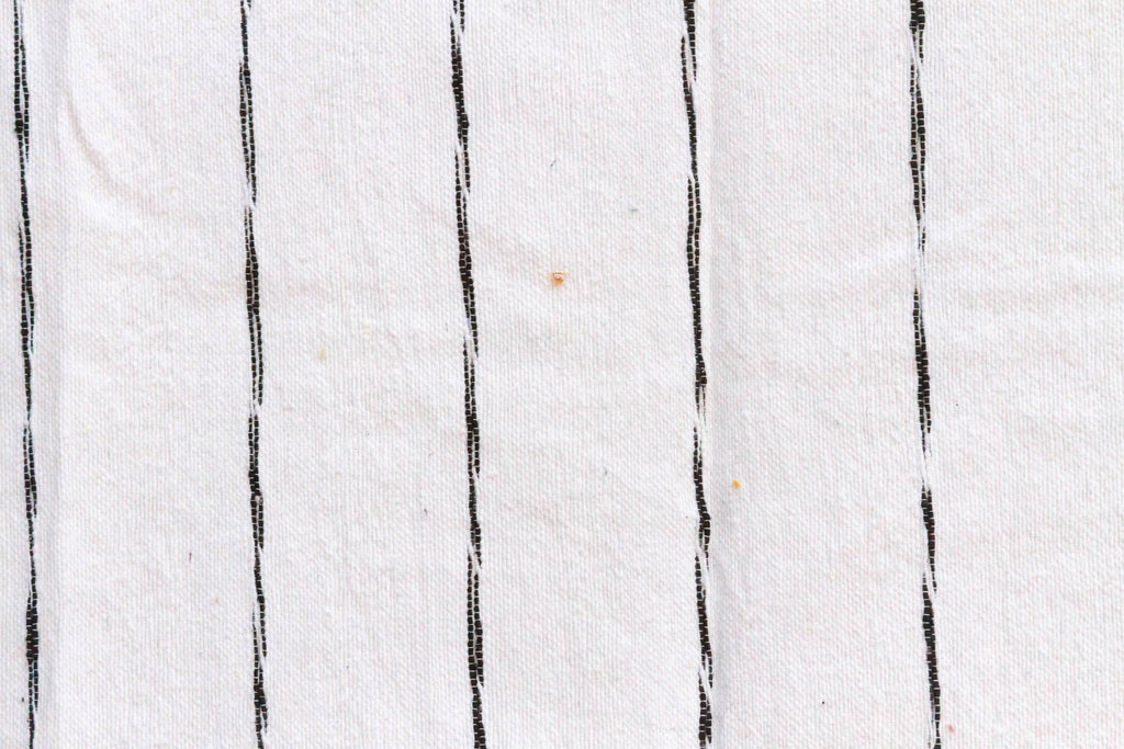 White & Black Pinstripes Moroccan Pom Pom Blanket